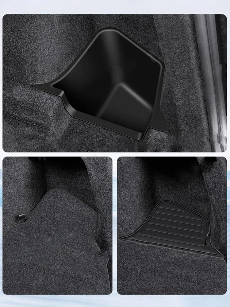 Étagère Arrière pour Tesla pour Modèle Y 2025 pour Juniper Organisateur De Coffre Arrière Boîte De Rangement Latérale Rangement Accessoires De Rangement Housse Colis Cargo(TPE Box TPE Lid)
