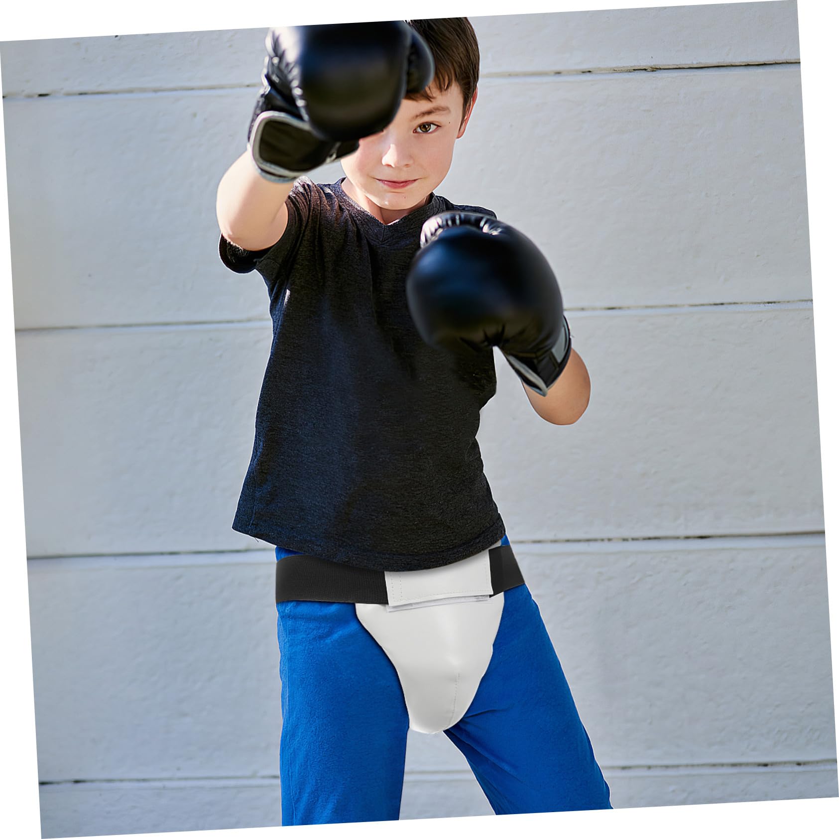 Alipis Coquilla Protector de Entrepierna Niño Transpirable Flexible PU Abs Entrenamiento Deportes Combate Boxeo
