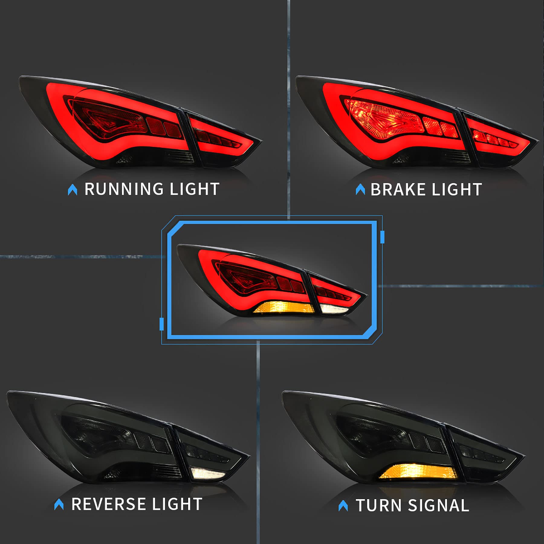 VLAND LED Tail lights for Hyundai Sonata 2011 2012 2013 2014(Only for US Version) (Smoke), Not Fit For 2013-2014 (2.0T/2.0T Limited)