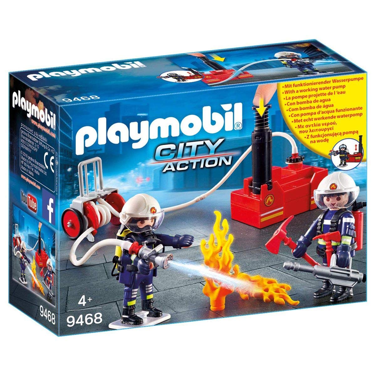 PLAYMOBIL City Action 9468 Feuerwehrmänner mit Löschpumpe, Ab 5 Jahren