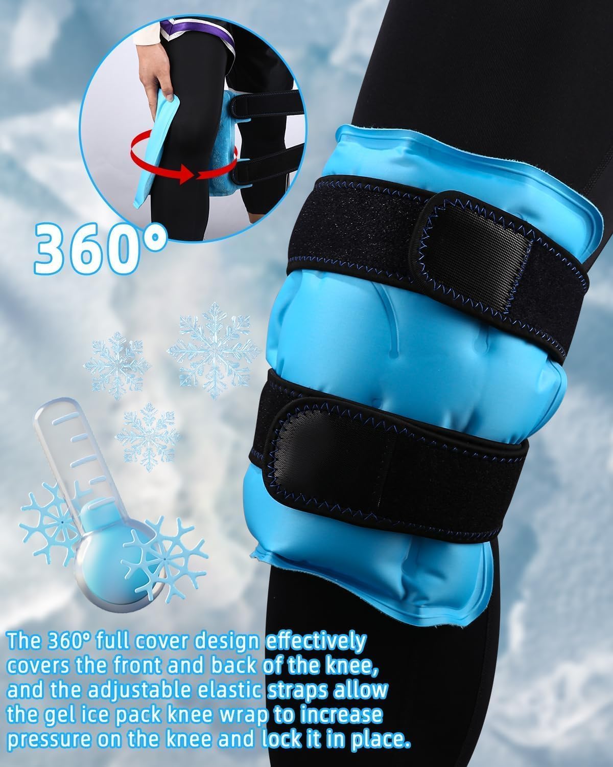 jutyum fascia di ghiaccio riutilizzabile impacchi caldi o ghiacciati riutilizzabili Ice Pack per il sollievo dal dolore per lesioni alle gambe,dolore muscolare, gonfiore, interventi di del ginocchio