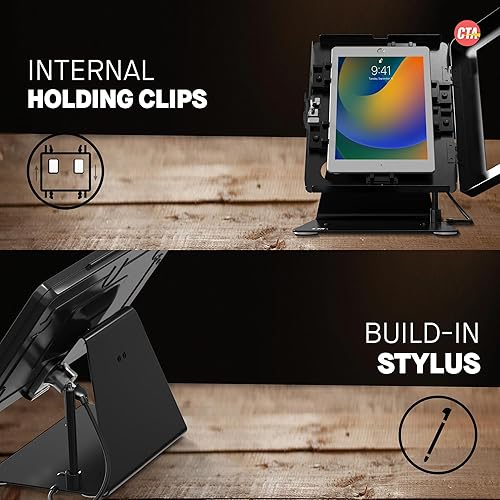 Miniatura 5 de CTA Digital Soporte antirrobo de escritorio  Soporte de quiosco con lápiz capacitivo, correa y carcasa de aluminio para iPad 11 generación A16 de 11