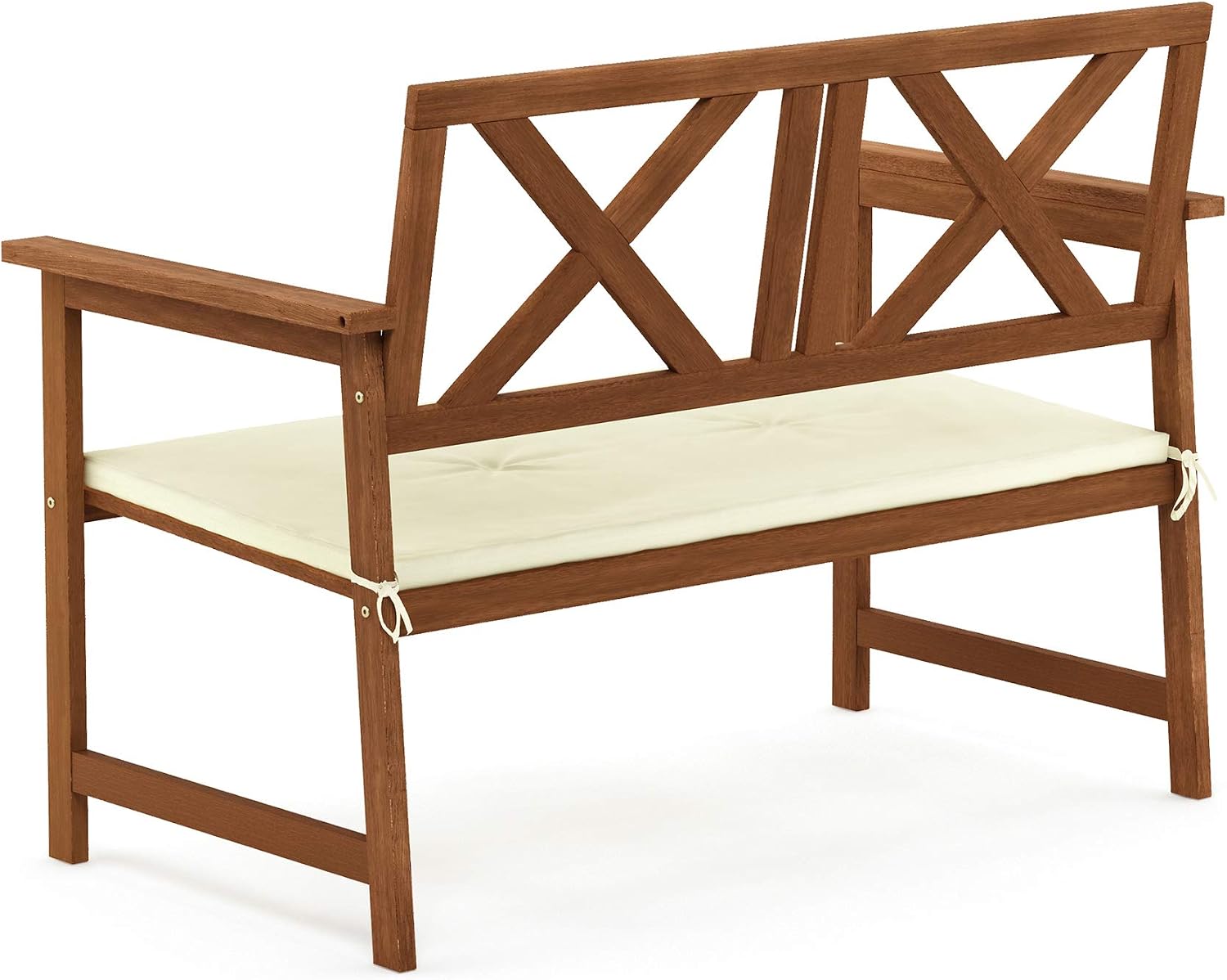 Furinno FG18113C Tioman Hardwood Outdoor Patio Furniture X-Back Bench Bench in Teak Oil, 1, Natural