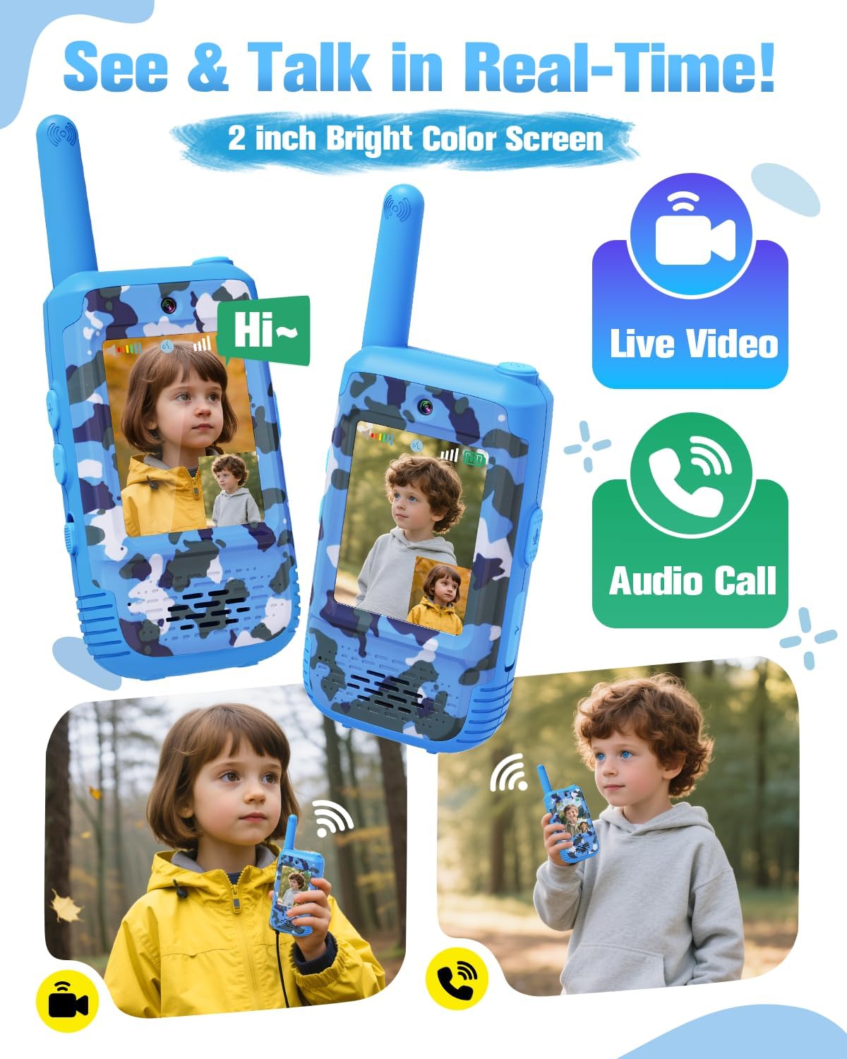 Fast Push Game Machine and Video Walkie Talkies Bundle, Interactive Toys for Indoor and Outdoor Play