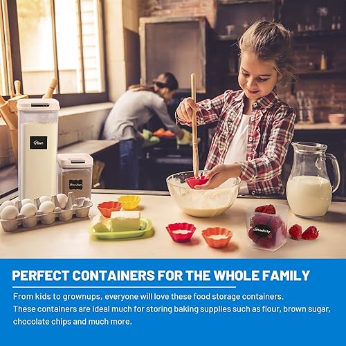 Miniatura 3 de Juego de recipientes herméticos de almacenamiento de alimentos con tapas paquete de 8 para organización de cocina y despensa recipientes de plástico
