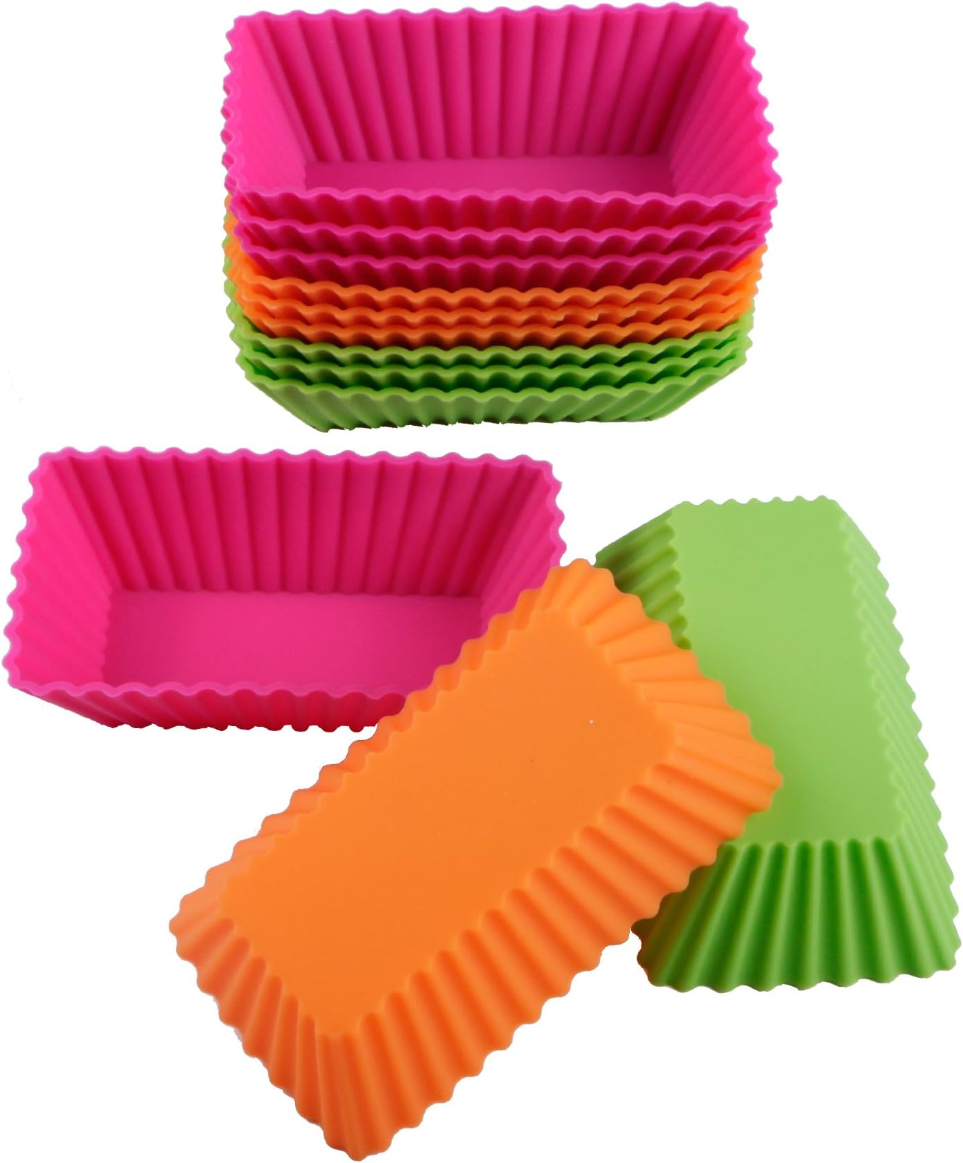 webake12-Pack 4.3 Inch Jumbo Silicone Cupcake Liners Thicken Non-stick Small Loaf Pan (Rectangle)