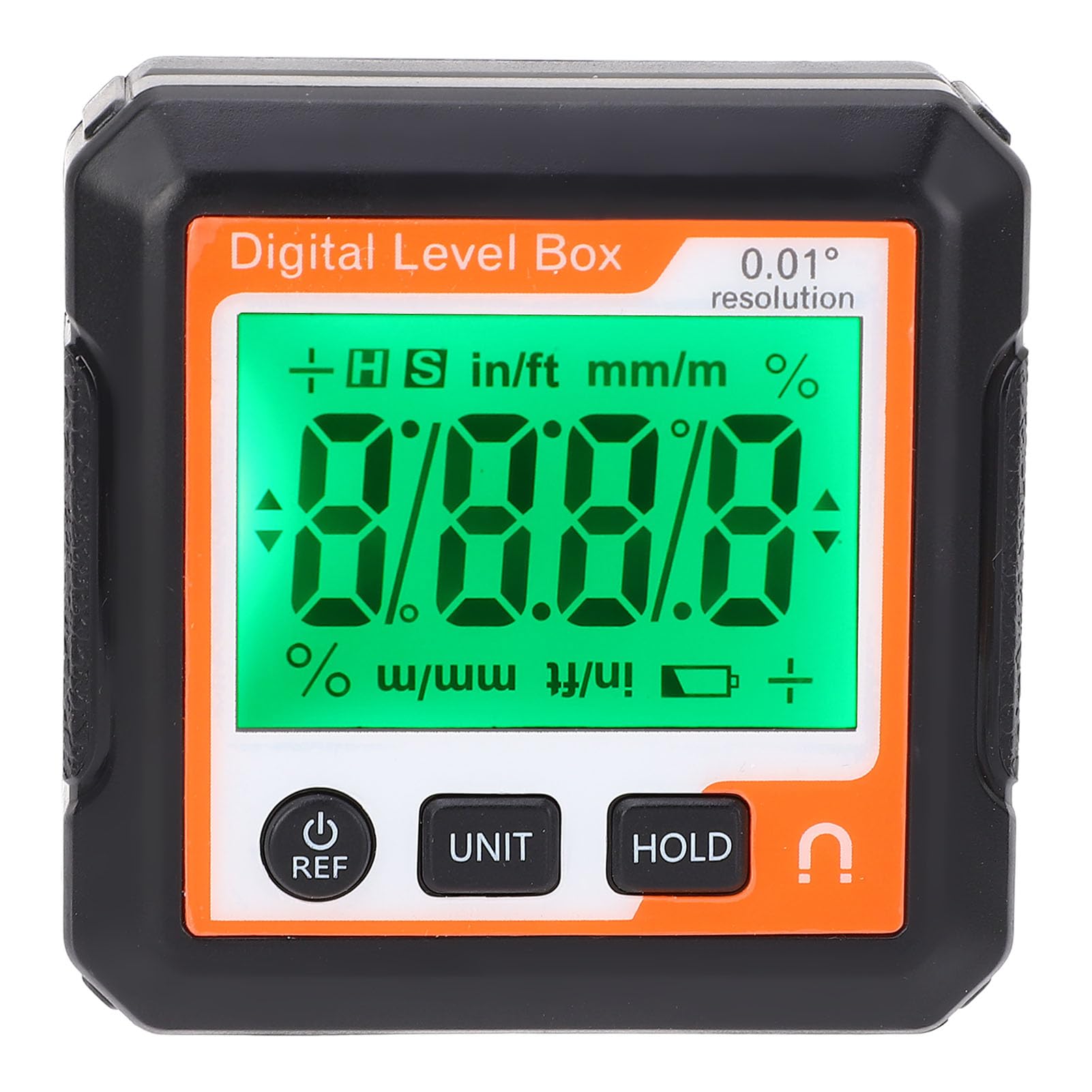Digital Level Box with Magnet Electronic Angle Inclinometer Protractor for Wood Processing Automobile Repair (Orange White)