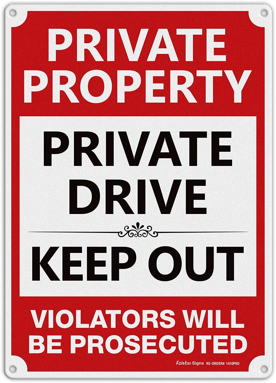 Private Property - Private Drive Keep Out, Violators Will Be Prosecuted Sign, Private Property Sign,14x10 In, Reflective,Rustfree Aluminum, Weather/Fade Resistant, Easy Mounting, Indoor/Outdoor Use