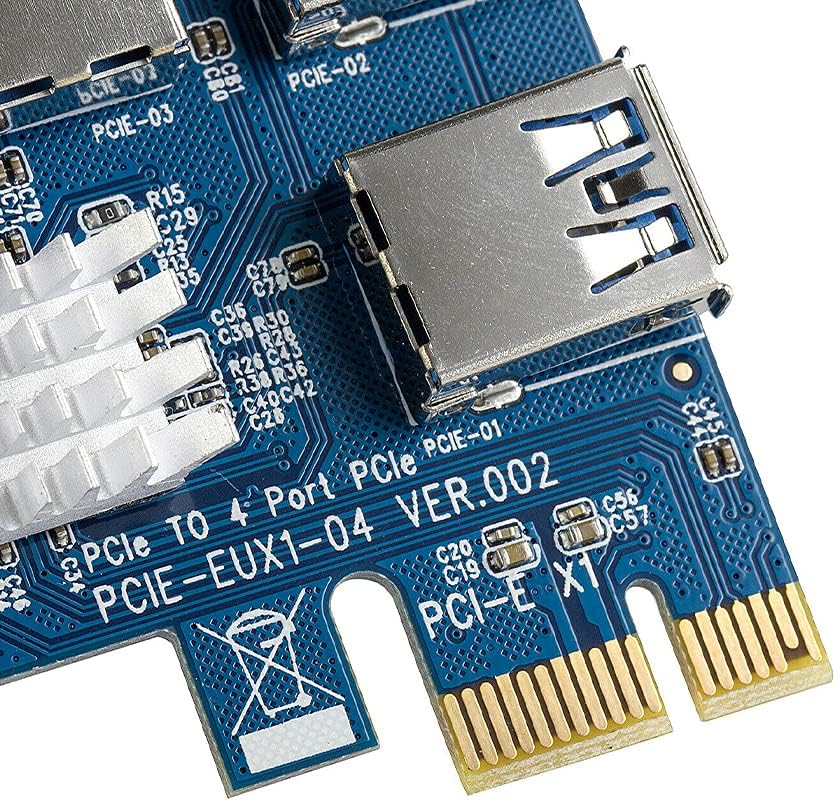5Pcs PCIe 1 to 4 PCI-Express 16X Slots Riser Card PCI-E 1X to External 4 PCI-e USB 3.0 Adapter Multiplier Card for Bitcoin Miner