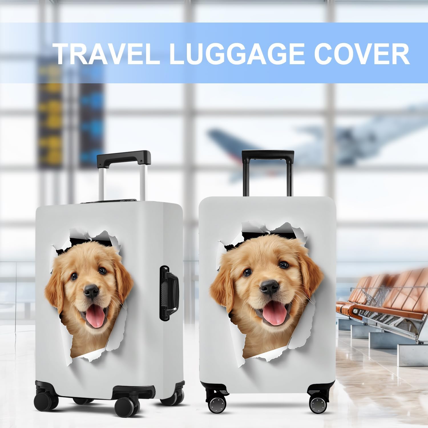 Dog Luggage Cover Washable Suitcase Cover Protector Fit 28-30 Inch Luggage Durable Travel Bag Cover with Zipper Closure L image 5
