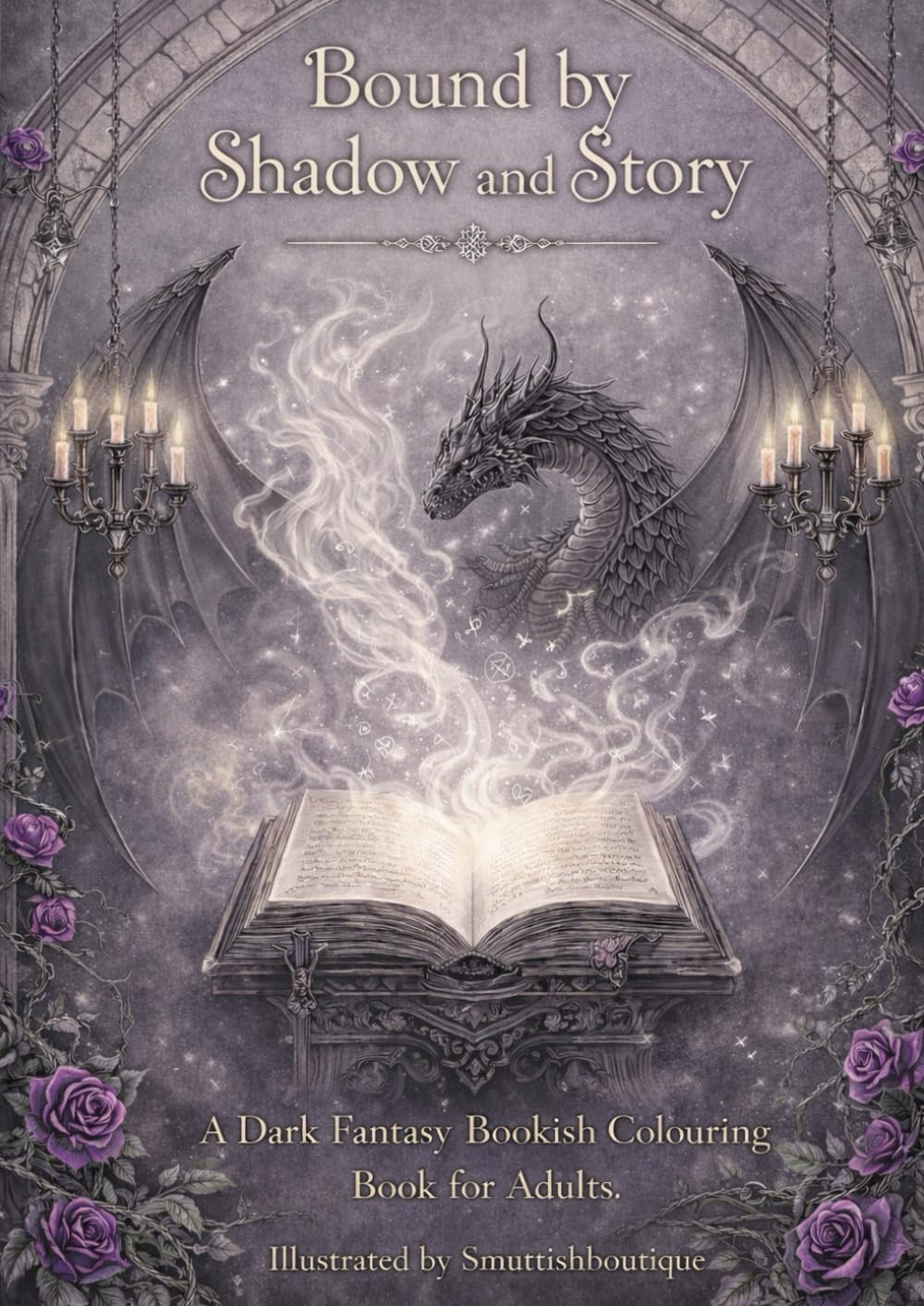 Bound by Shadow and Story: A Dark Fantasy Bookish Colouring Book for Adults