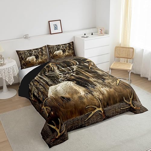 Miniatura 9 de Erosebridal Juego de edredón de ciervos de granja para niños y niñas, juego de ropa de cama del suroeste, tamaño Queen, edredón rústico de animales