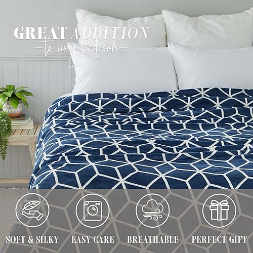 Vista 6 de Elegant Comfort Manta de Lujo con Tacto Aterciopelado, Manta Ligera para Todas las Estaciones, Ultra Suave, Suave, Acogedora-Mullida de Franela Cube