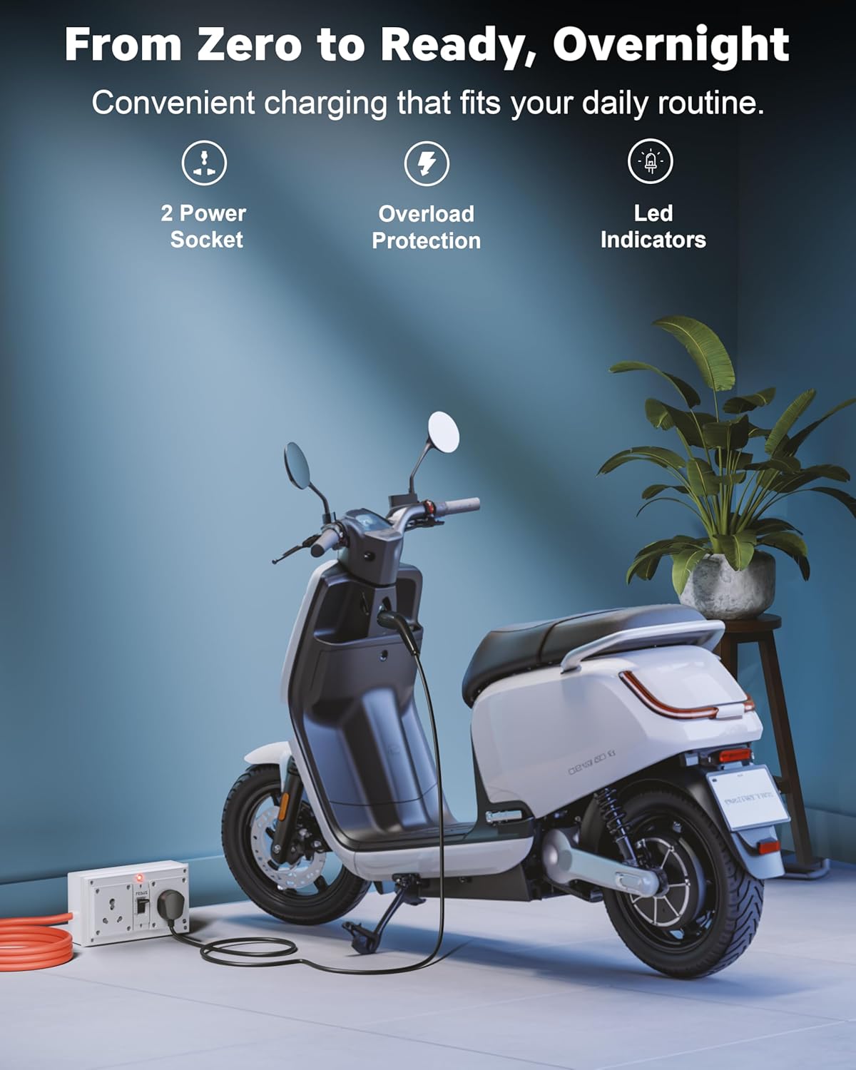 16amp 2500 Watts 10 Meter Cable Heavy Duty High Load Capacity Electric Power Extension Switch Board Cord with MCB Switches, for Microwave Oven,EV Charger Charging,Iron Press, Induction Stove, AC