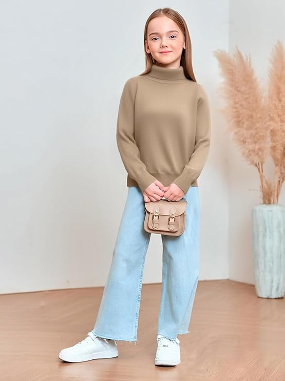 Arshiner Pull à Col Rond Et Manches Lanternes Pour Fille De 5 à 13 Ans