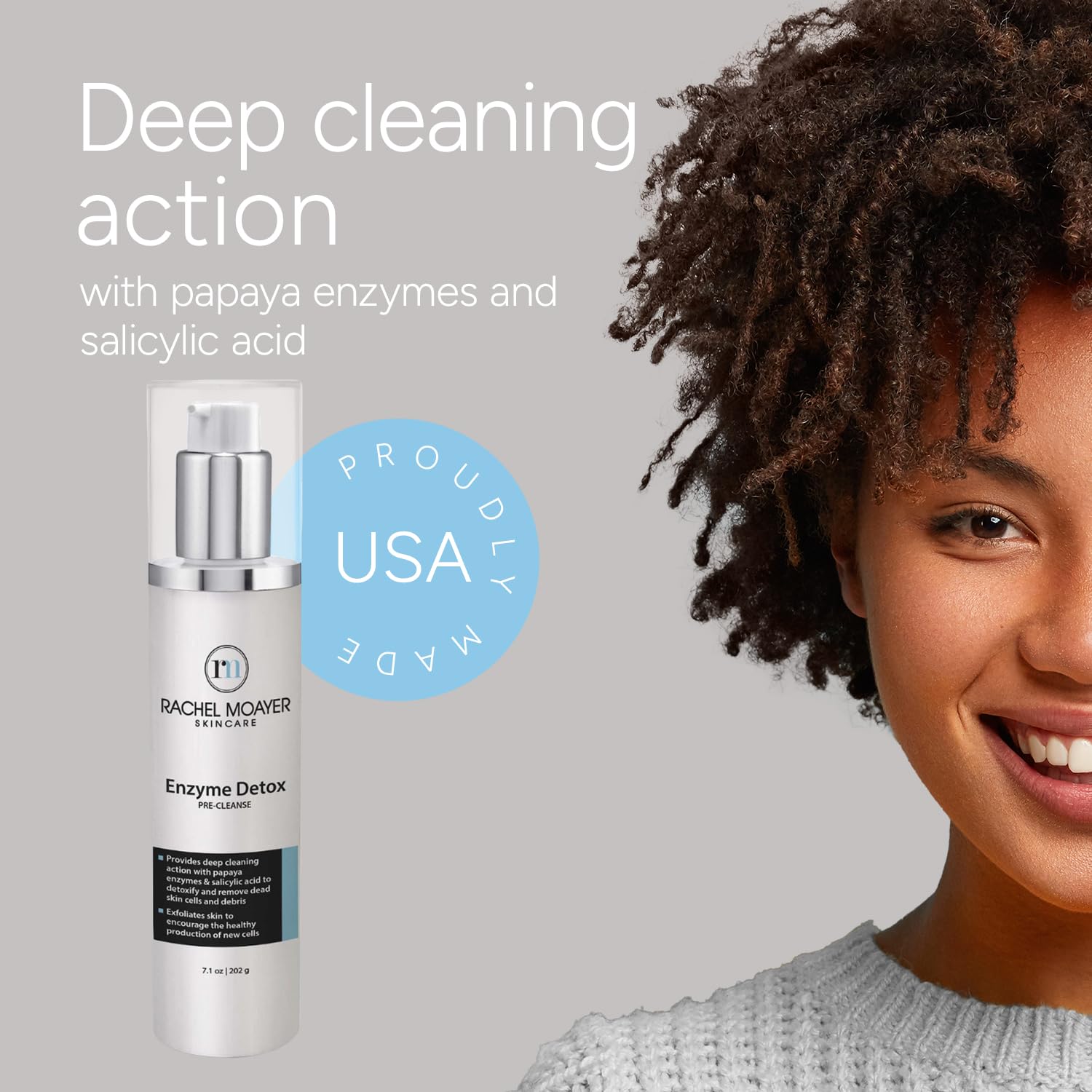 Rachel Moayer Enzyme Detox Pre-Cleanse – Papaya Enzyme Cleanser with Salicylic Acid for Deep Pore Cleansing, Facial Cleanser for Women and Men