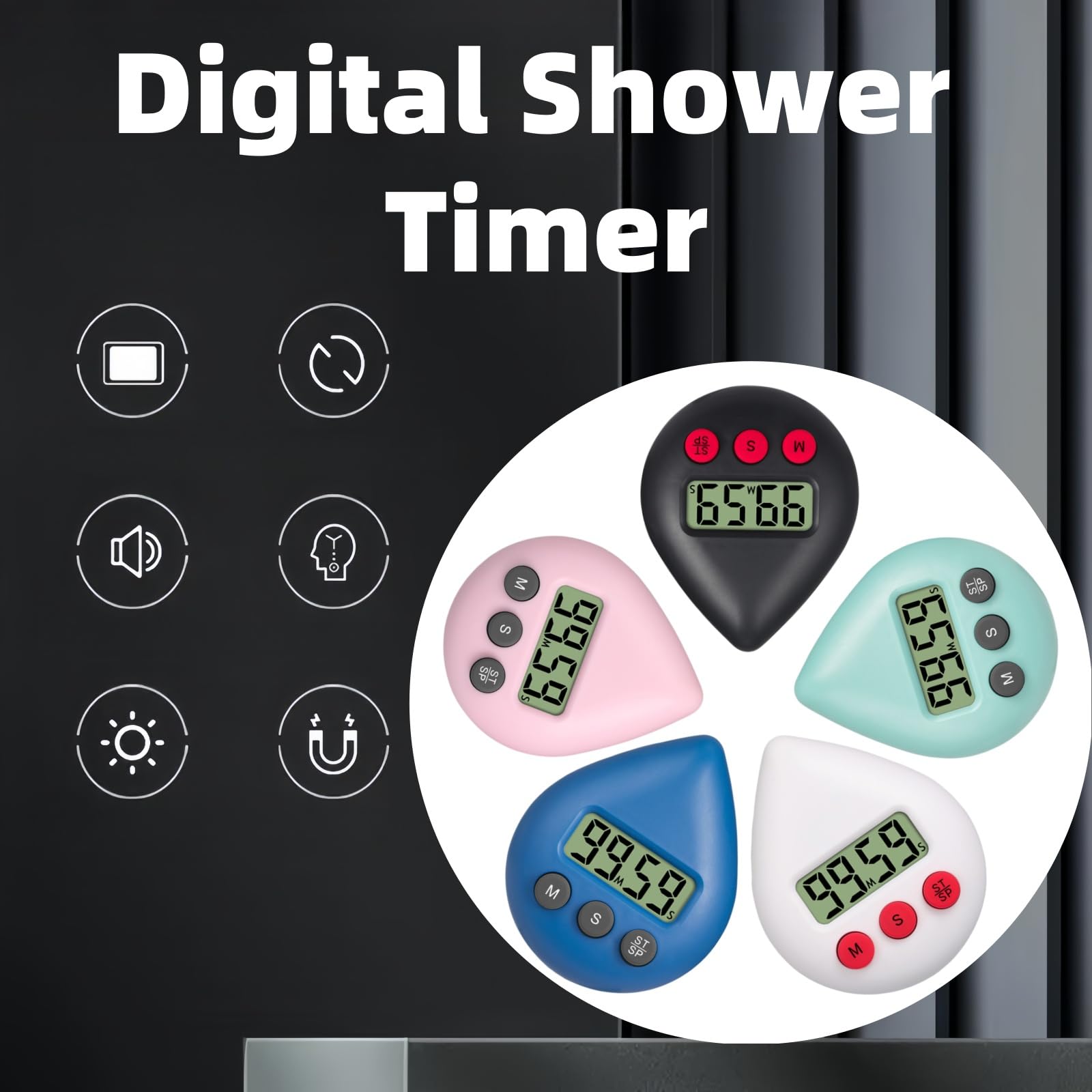 Shower Clock Waterproof Digital , Bathroom Timer Clock, Digital Kitchen ...