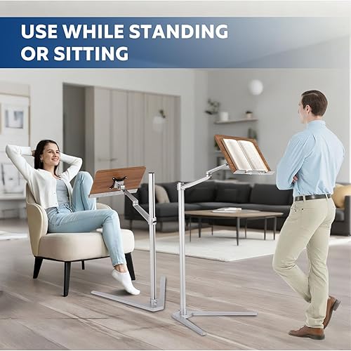 Miniatura 2 de FAHKNS Soporte de libro para lectura, soporte multifuncional para leer con plataforma de madera y clip elástico para libros, adecuado para guardar