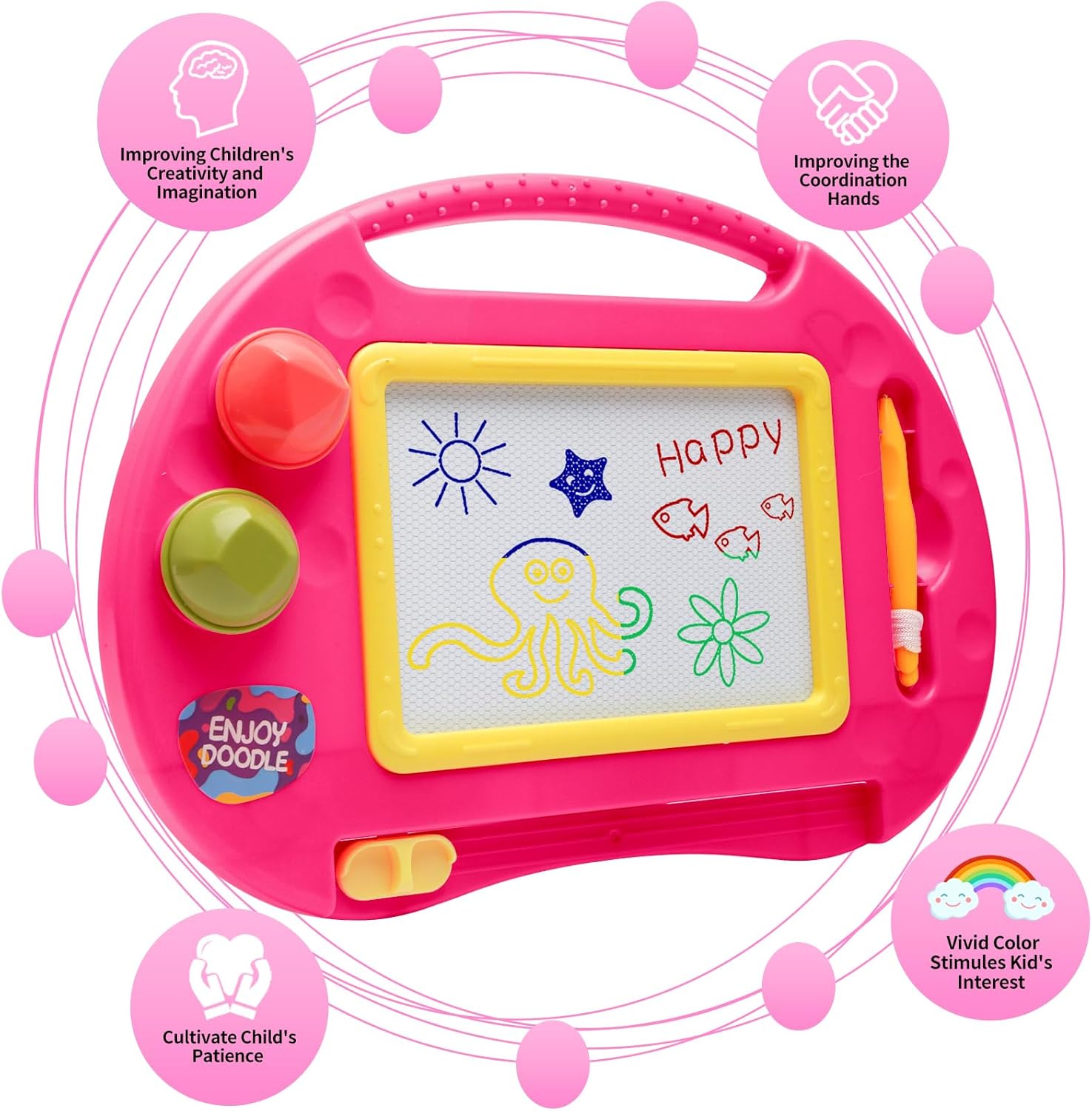 Toddler Toys,Toys for 1-2 Year Old Girls,Magnetic Drawing Board,Erasable Doodle Board for Kids,Educational Learning Toddler Baby Toys 18 Months 1 2 3 Year Old Girl Boy Chistmas Birthday Easter Gifts - Image 4