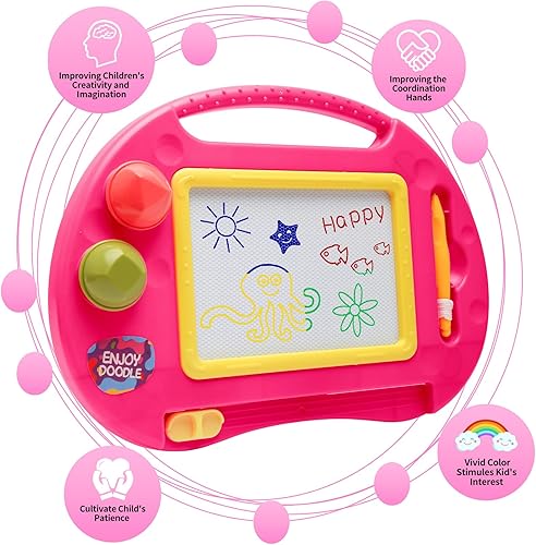 Miniatura 12 de Juguetes para niños pequeños, juguetes para niños de 1 a 2 años, tablero de dibujo magnético, tablero de garabatos borrable para niños, aprendizaje