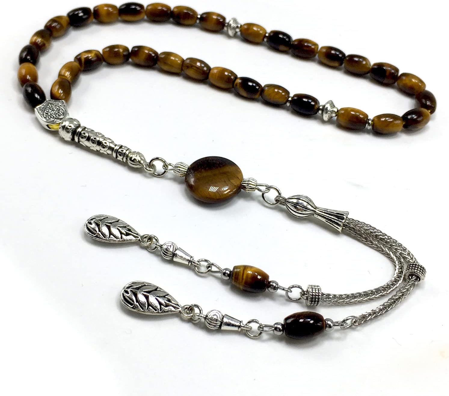Design -Tiger Eye Stone Series Worry Beads - Prayer Beads - Tesbih-Tasbih-Tasbeeh-Misbaha-Masbaha-Subha-Sebha-Sibha-Rosary (-Oval Cut Model 6x9 mm-)