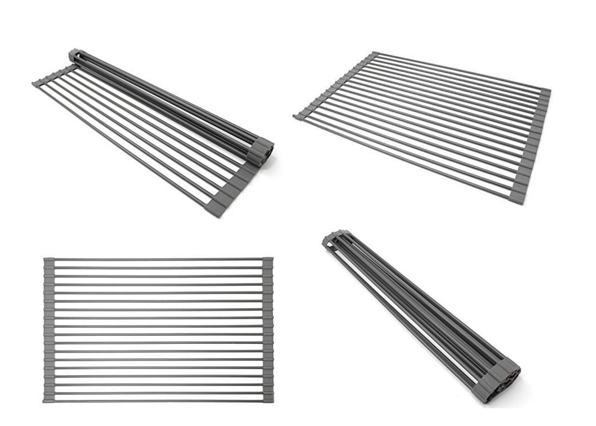 Over The Sink Drying Rack, Large Size & Easily Portable | Silicone Covered Solid Steel Rods for Heat Resistant Strength | Versatile, Foldable, Rust & Slip Free.