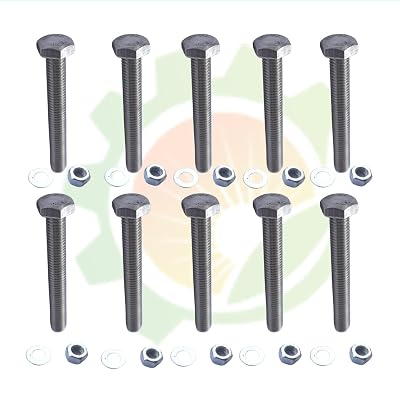 8MM Hex Head Stainless Steel bolt With Nut & Flat Washer (8MMX60MM(2.5 INCH), 10)