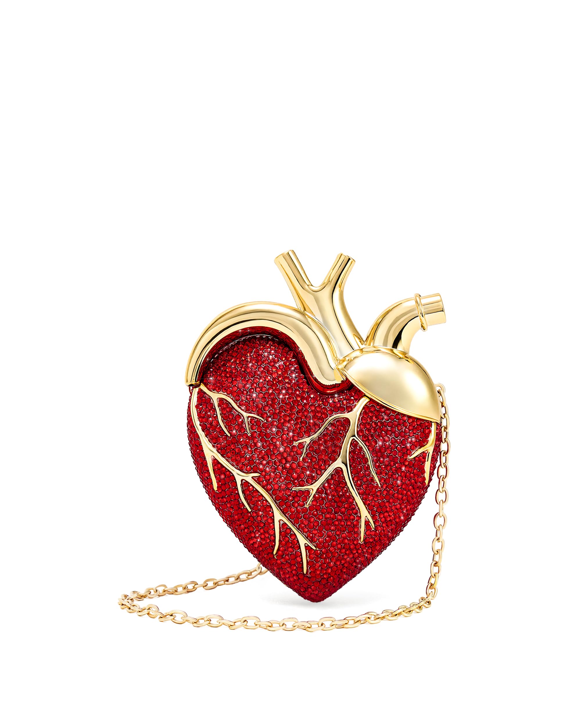 JW PEI Maren - Bolsa de vidrio artificial con forma de corazón para mujer - Rojo