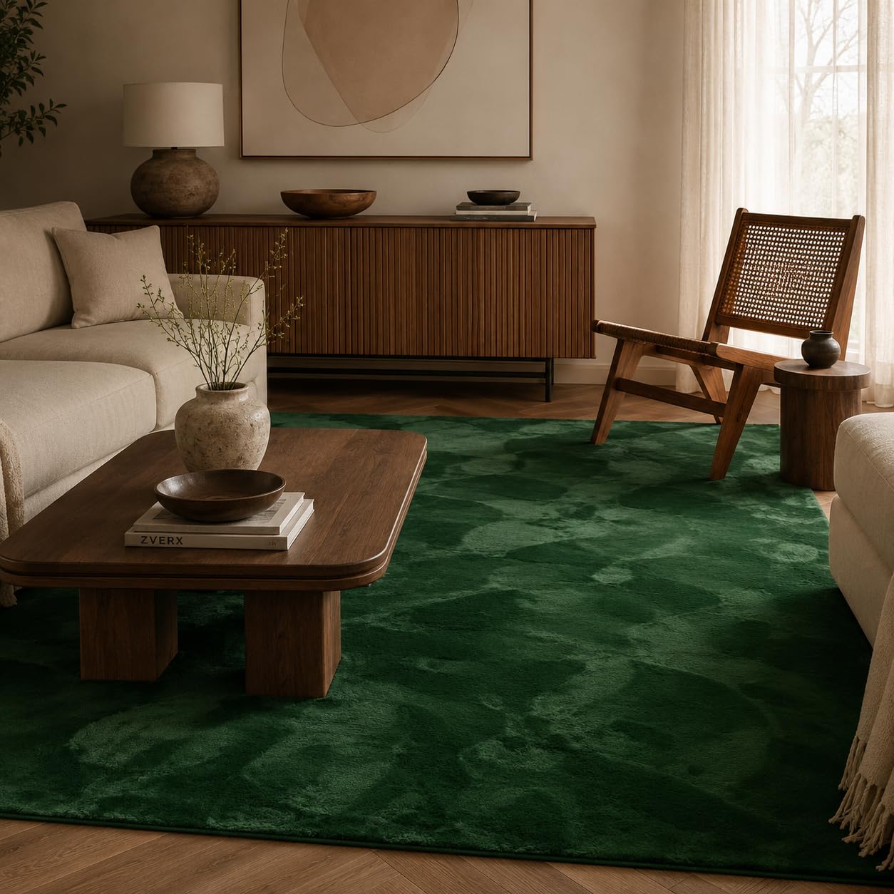 Pergamon Luxe Super Soft Art Tapis en Fourrure Plush Vert Sapin | Super Moelleux | Salon Chambre à Coucher Chambre d'enfants