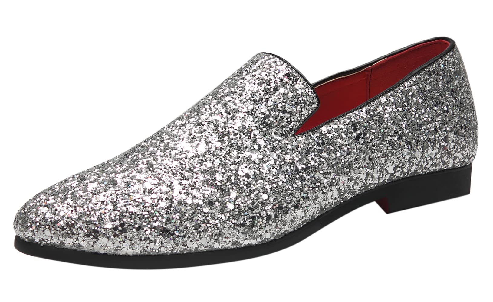 Santimon Mens Glitter Loafers Slip-On Dress Shoes – Sparkly Tuxedo & Suit Shoes for Weddings, Parties, and Formal Events