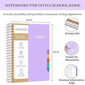 Amazon.com : CAGIE Spiral Notebooks for School Work with