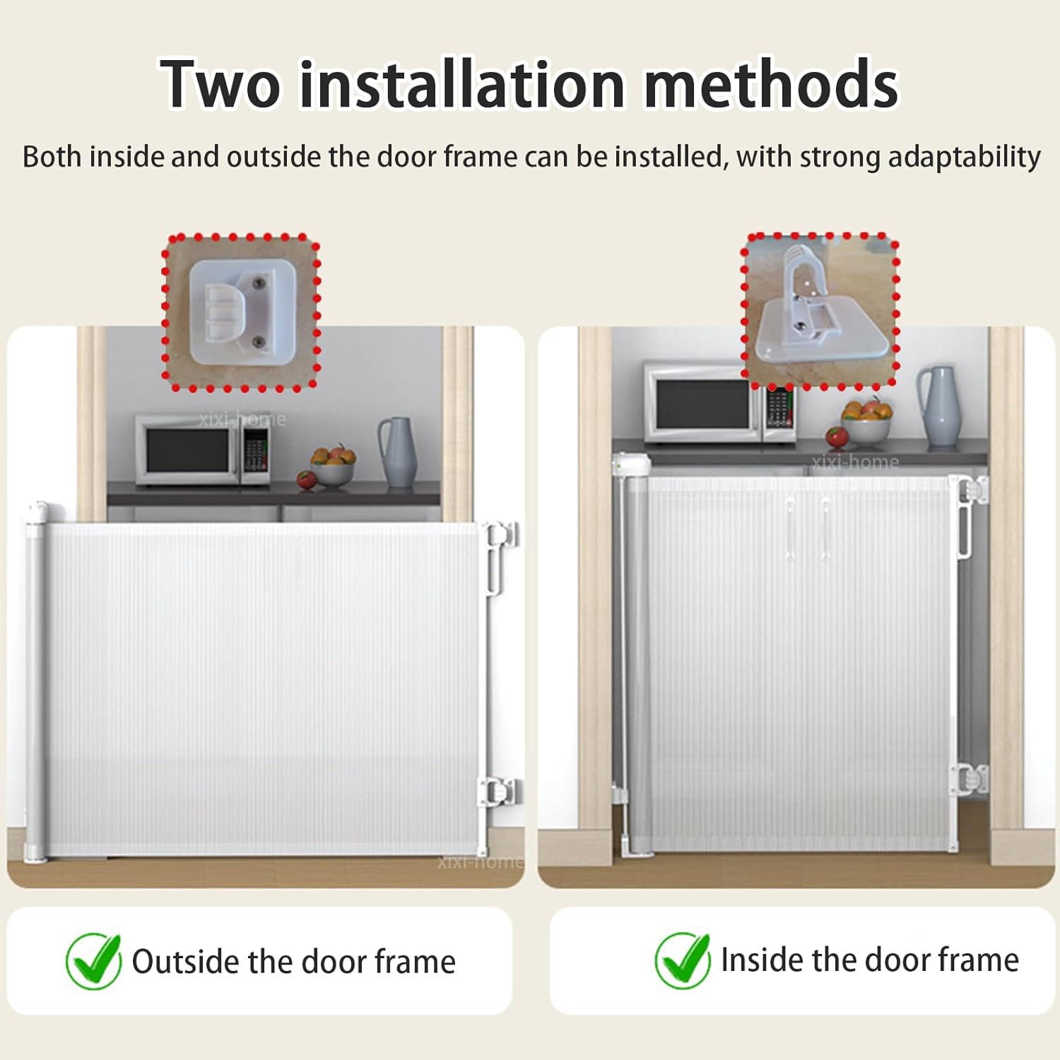 xixi-home Retractable Baby Gate Mesh Dog Gate Pet Gate,33.5" H x 118" W Retractable Gates for Stairs Mesh Pet Puppy Gate Indoor Outdoor Long Child Safety Gate for Doorways,Stairs,Hallways-Grey