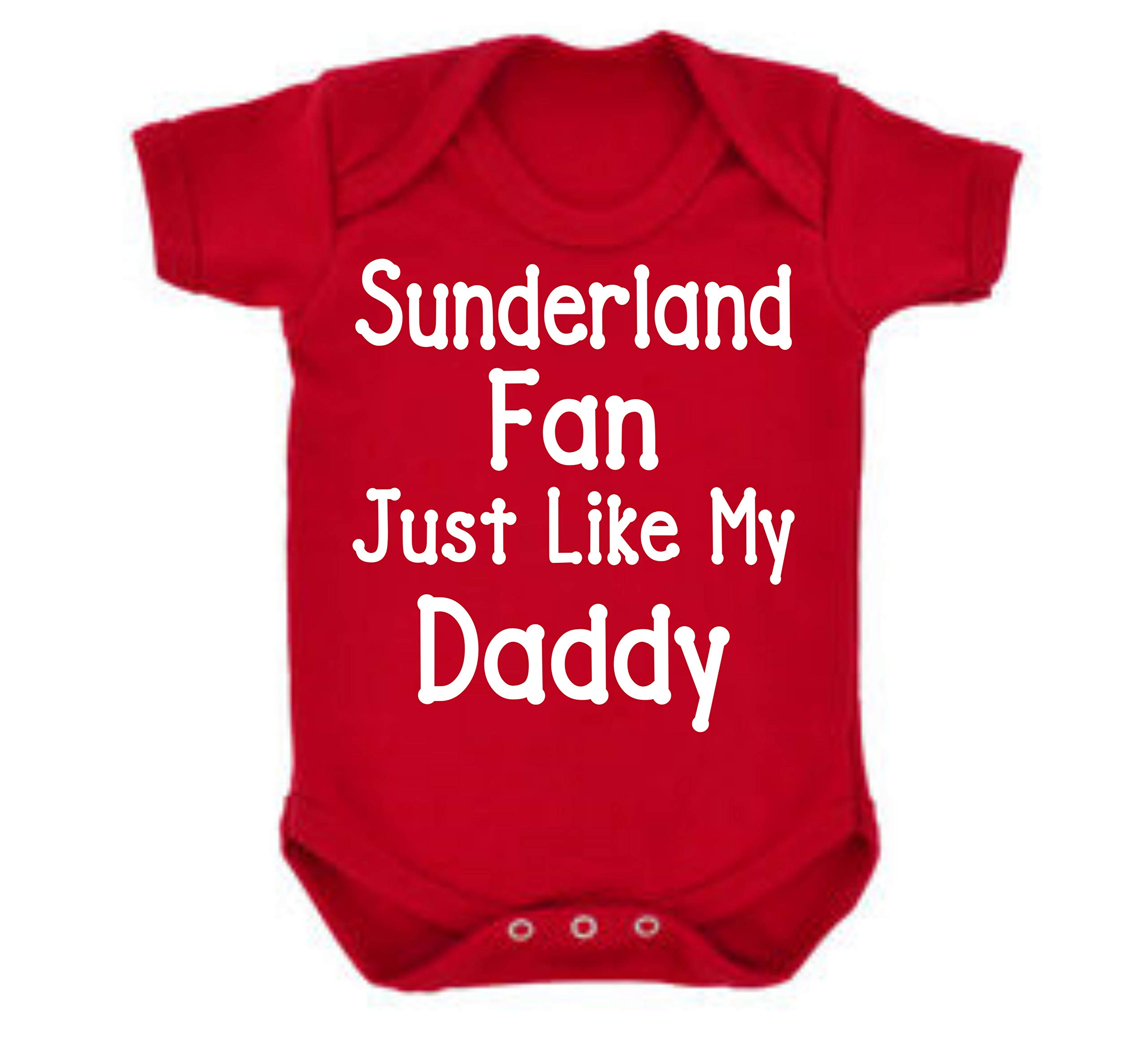Sunderland Just Like Daddy Football Fan Baby Grow Vest Boy Girl Gift Romper Newborn Shower Age 12-18 Months Red