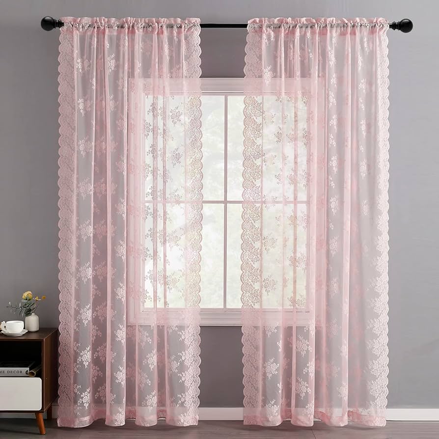 Bagaille Curtain ★ PINK Amazon.com: Kotile Pink Lace Curtains 54 Inch Length