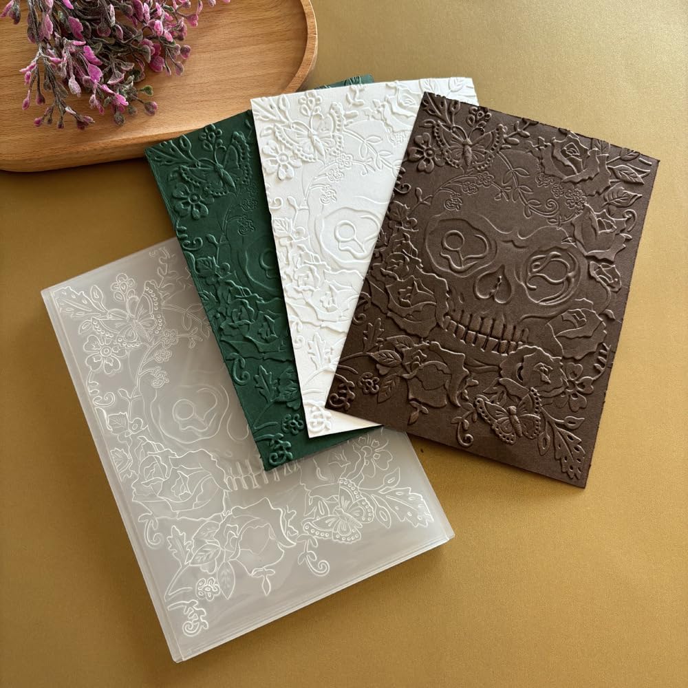 Hummingbird Floral 3D Embossing Folder, Leaf Flower Bird Plastic Textured Stencil for DIY Scrapbooking Card Making Paper Crafts