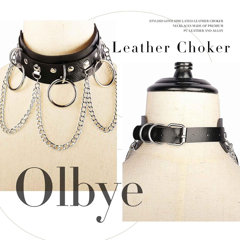 Amazon.com: Olbye Circle Leather Choker Necklace Black