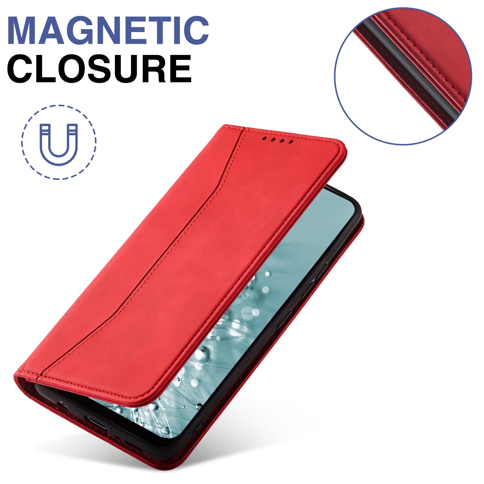 Etui do Samsung Galaxy S20 FE, Etui na Telefon Komórkowy z Skóra PU Portfel, portfel z Gniazda na karty i Podpórka, Ochrona Przed Wstrząsami Flip Etui z Klapką do Samsung S20 FE (Czerwony)