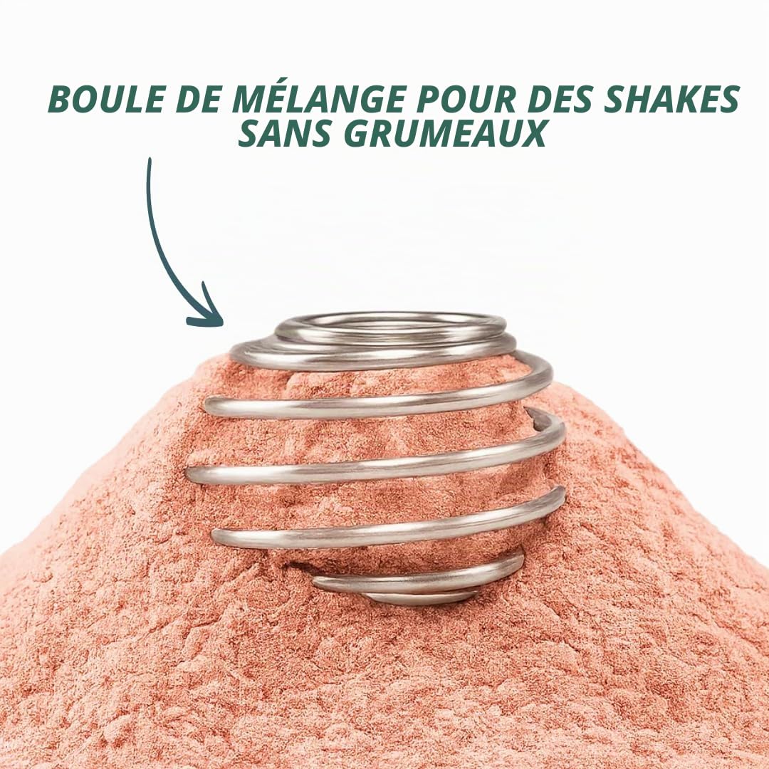 GLASFABRIK Shaker protéiné en verre de qualité supérieure - 500 ml - Fabriqué en Allemagne | Boule en acier inoxydable | Shaker protéiné durable en verre | 100 % sans BPA | Sans goût et étanche