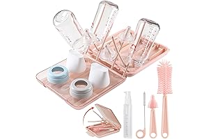 6 in 1 Baby Bottle Cleaning Set with Handy Drying Rack for Ultimate Convenience