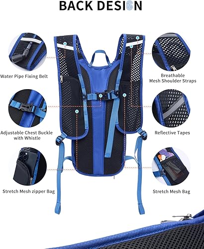 Miniatura 3 de Blue Quartz Mochila de hidratación con bolsa de agua de 2 L, mochila de agua de senderismo para mujeres y hombres, mochila ligera de ciclismo con