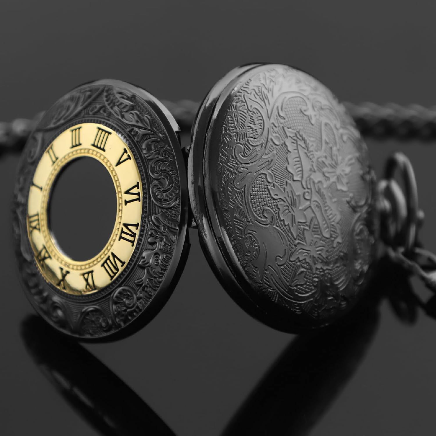 Tiong Roman Numerals Scale Quartz Pocket Watches with Chain Christmas Graduation Birthday Gifts Fathers Day