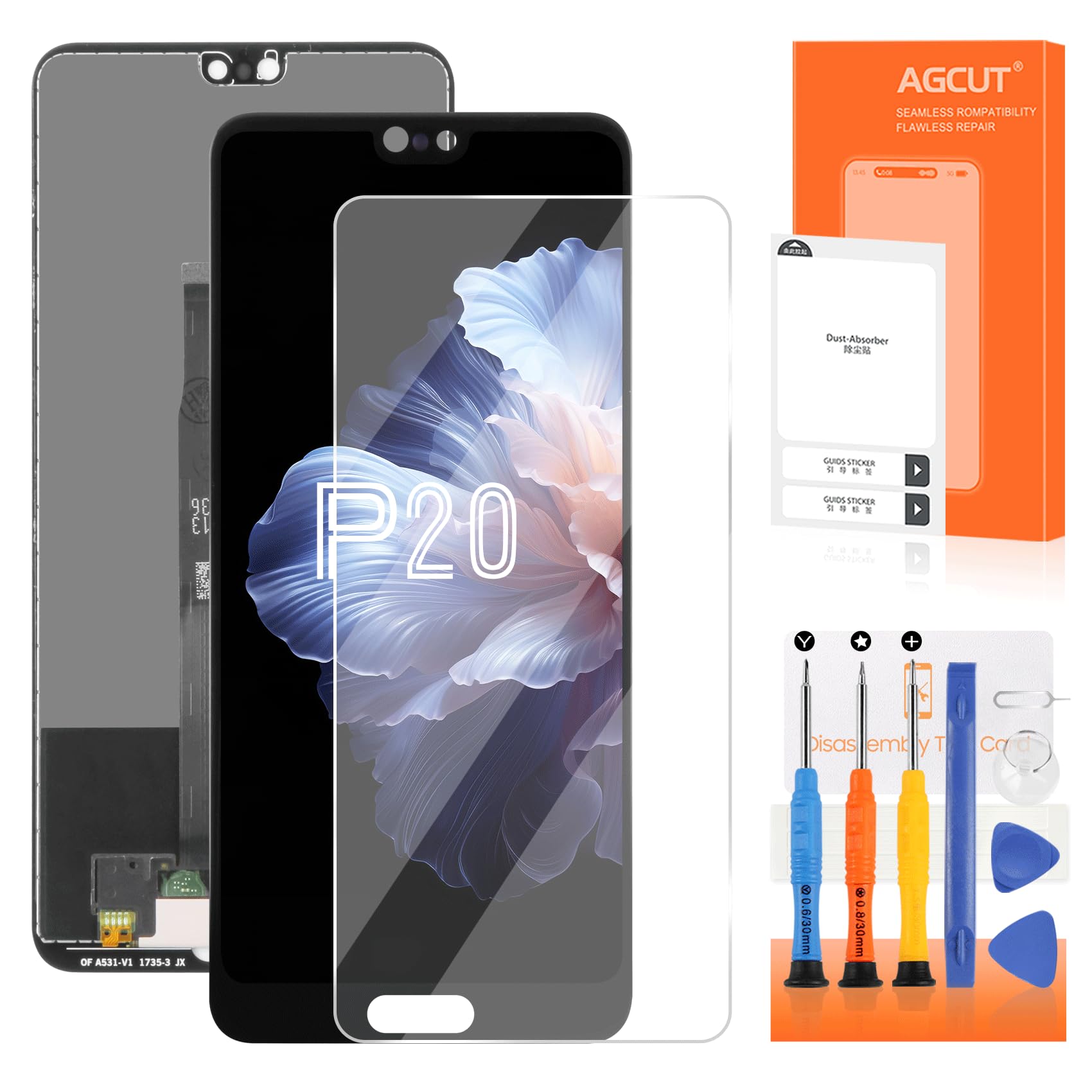 Écran LCD de rechange pour Huawei P20 noir ajustement précis AGCUT - 8