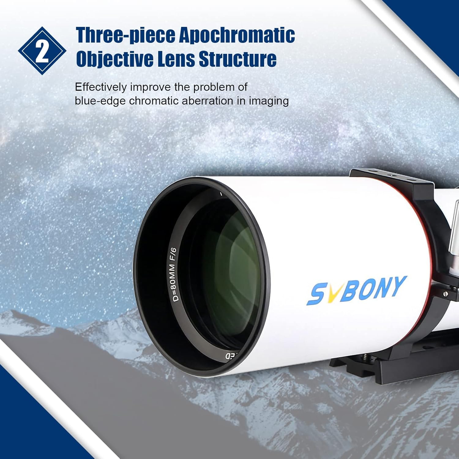 SVBONY SV550 Telescope, 80mm F6 APO Triplet Refractor OTA, Bundle with SV209 Field Flattener, 1.0X Flattener Corrects the Field, for Deep Sky Astrophotography