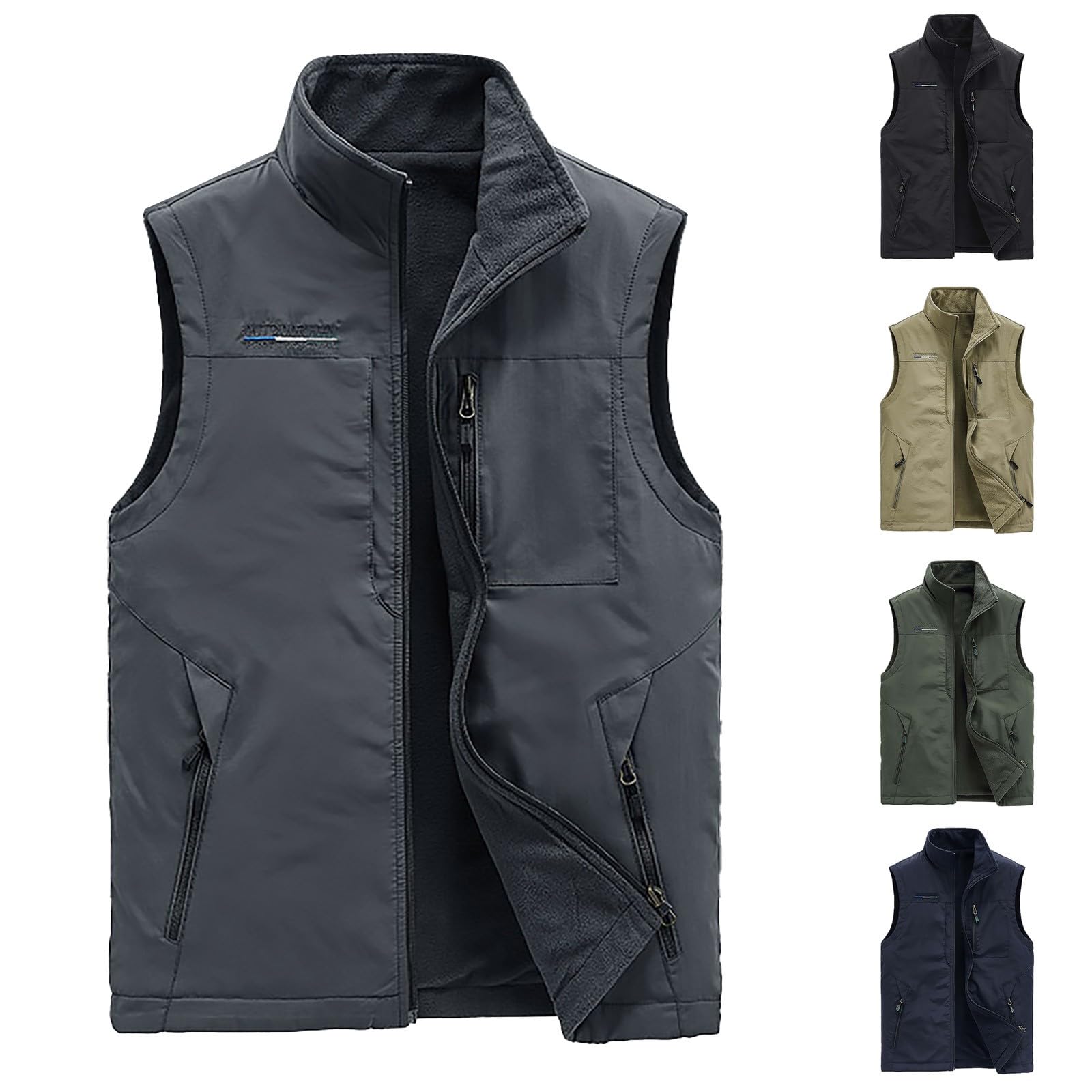 Chalecos ligeros con bolsillos para hombre, chaleco de forro polar para trabajo al aire libre, chaleco de caza con múltiples bolsillos, chaleco calentador de invierno, chaquetas sin mangas, para pesca