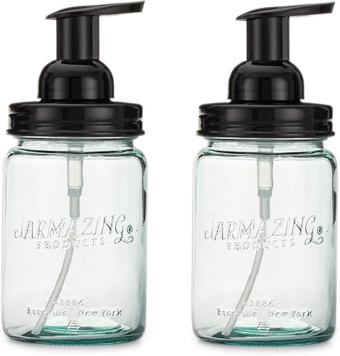 Miniatura 1 de Jarmazing Products Dispensador de espuma de tarro de vidrio azul vintage - Paquete de dos