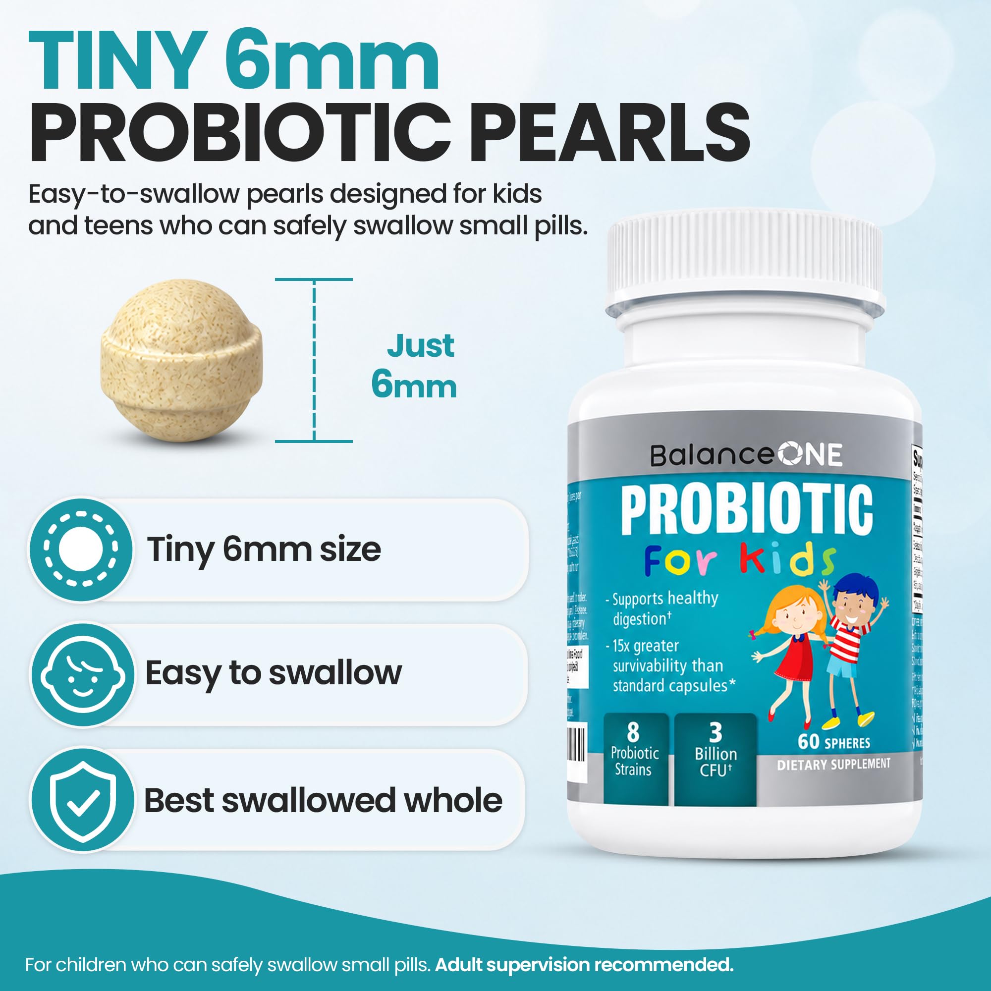 Balance ONE Probiotic for Kids & Teens Ages 4+, 3 Billion CFU, 60 Pearls — Amazon image 5