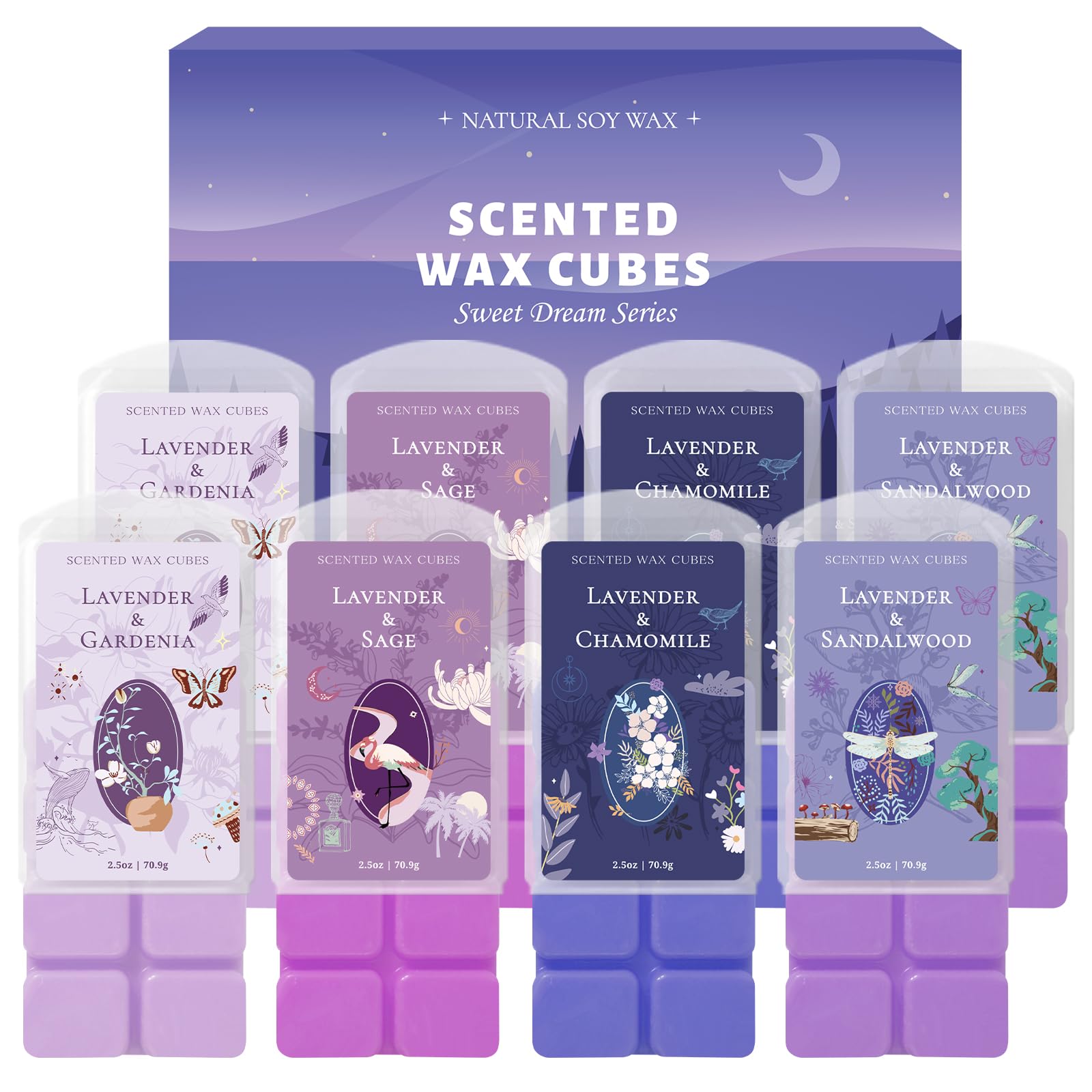 SCENTORINI Wax Melts, Wax Cubes Strong Scent, Lavender Scented for Sleep
