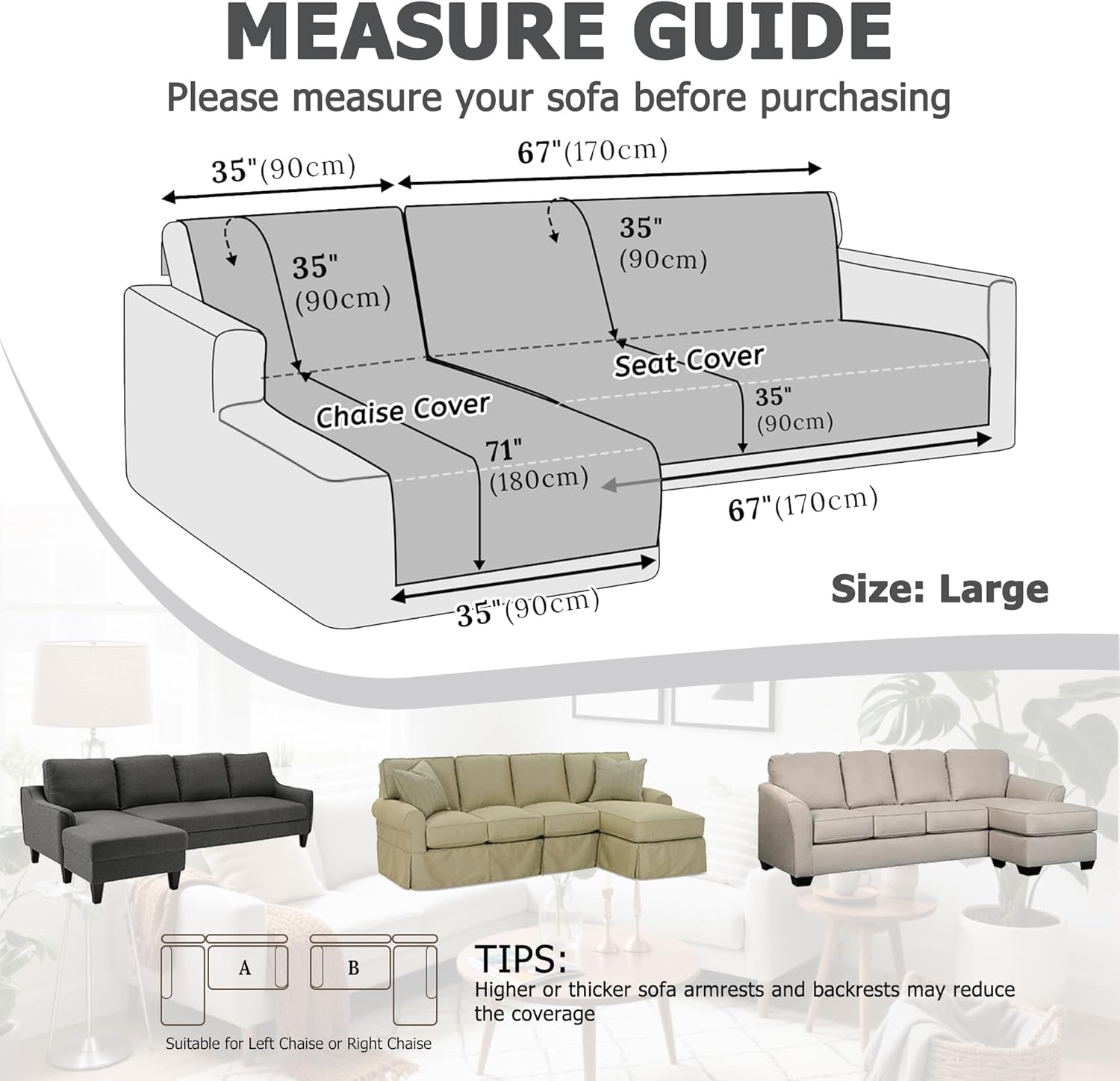 HDCAXKJ Waterproof Sectional Couch Covers Velvet Quilted 2-Pieces L Shape Sofa Cover Washable Thick Non Slip Sectional Slipcovers with Chaise Furniture Protector for Dogs Pets (Dark Gray, Large)