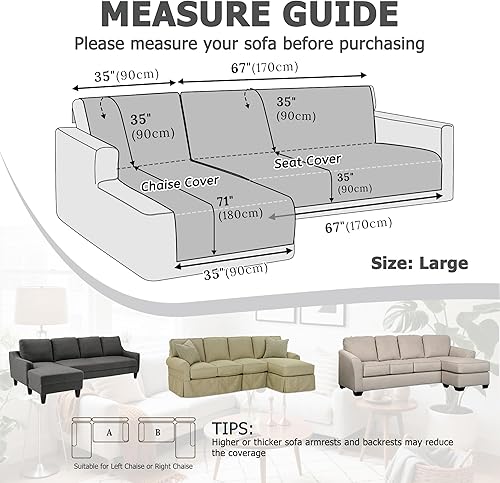 Miniatura 3 de HDCAXKJ Fundas impermeables para sofá modular, acolchadas de terciopelo, 2 piezas, en forma de L, lavables, gruesas, antideslizantes, con protector