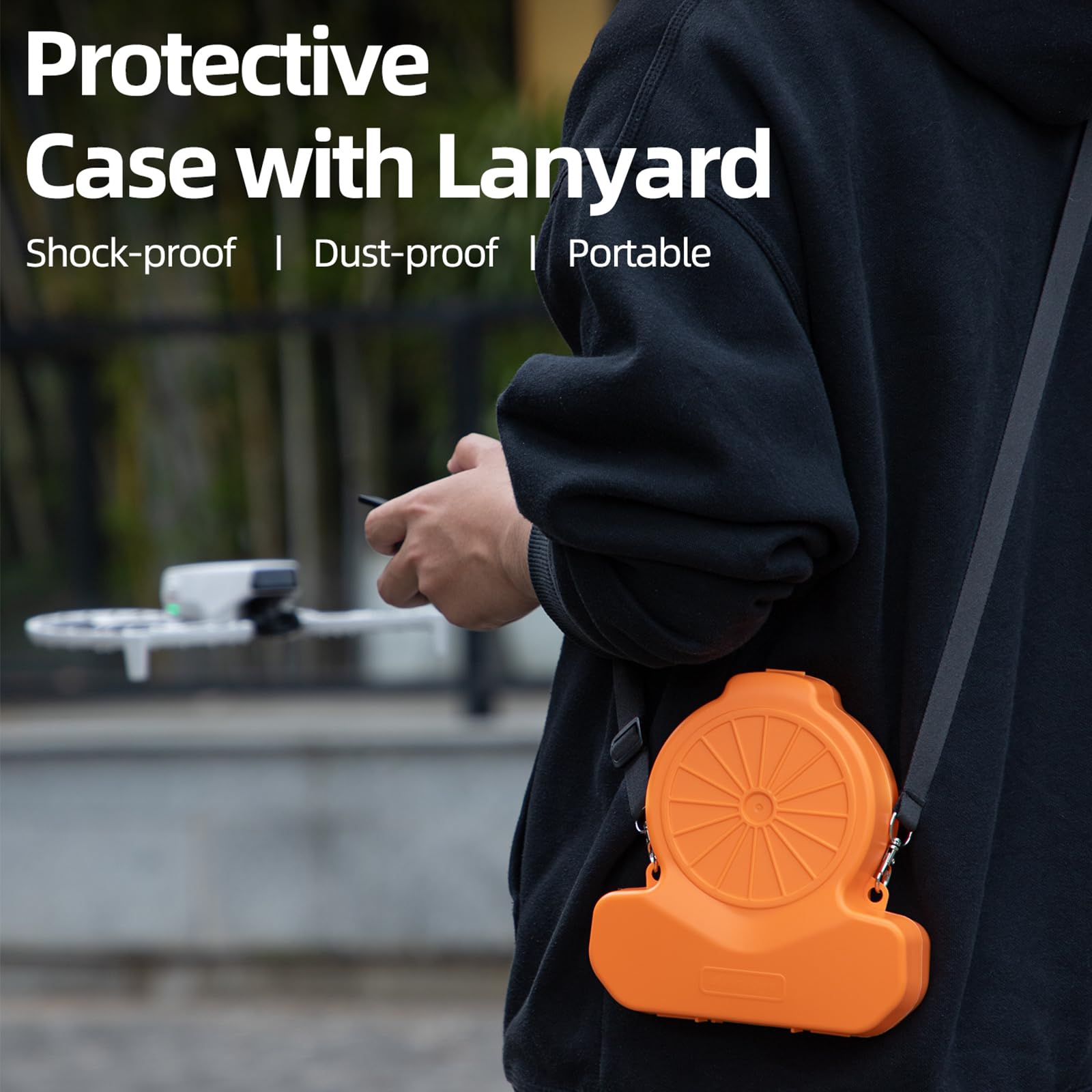 Sinyutia Travel Case for Dji Flip Drone, Portable Carrying Case for Dji Flip Accessories, Gourd Shape, With Shoulder Lanyard Strap (Black)